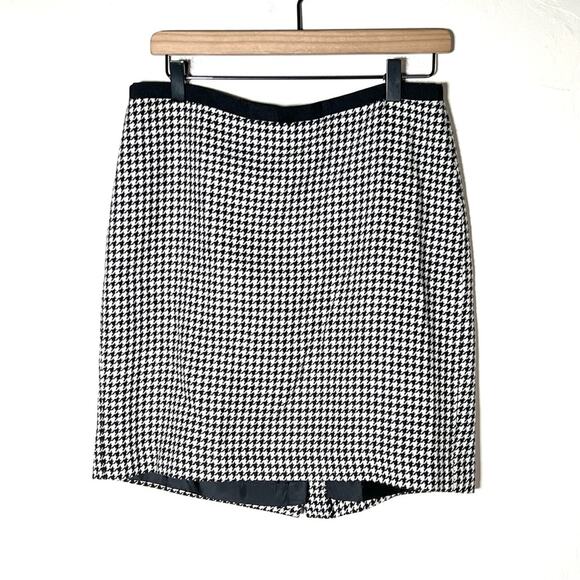 Ann Taylor cream black houndstooth straight pencil skirt size 10 petite 10P B86 - Picture 1 of 5